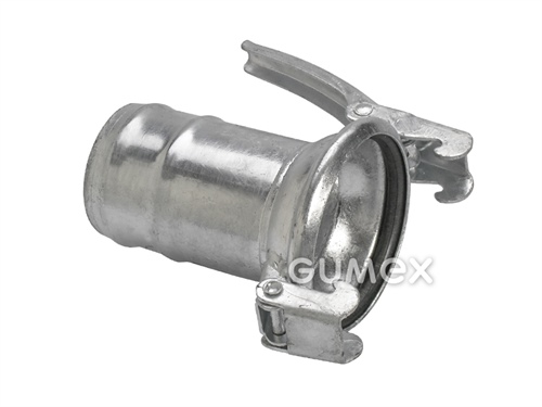 Spojka FERRARI s hákem DN48, vnější průměr hrdla 50mm, 10bar, těsnění SBR, pozinkovaná ocel